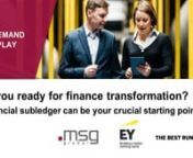 SAP S/4HANA Financial Products Subledger as a starting point for finance &amp; accounting modernization. SAP, msg global solutions, and EY provide an overview of the typical data and systems issues facing insurance companies and how a central subledger can become a core component of finance transformation.