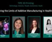 Conference: TIPE 3D Printing &#124; Technology. Industry. People. Economics. Youth.n nAmy Karle, Bioartist amykarle.comnChengxi Wang, CEO, Satori satori-tech.ionJenny Chen, Founder &amp; CEO 3DHEALS, Neuroradiologist 3dheals.comnLaura Kastenmayer, Industry &amp; Customer Project Manager Medical, Trumpf trumpf.comn nAs part of the