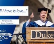 Sixteen months after receiving their degrees, the Class of 2020 celebrated their accomplishments with friends and family on September 26, 2021. Actor, comedian, and Duke alum Ken Jeong delivered the 2020 Commencement address.nn