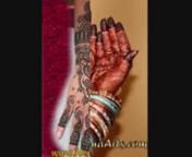 Some of the beautiful henna tattoo work on hand and palm. nBackground music is from Bollywood album by Models. The song is in Hindi about