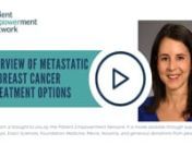 What metastatic breast cancer (MBC) treatment options are available? Dr. Jane Lowe Meisel provides an overview of MBC treatment approaches, including CDK4-6 inhibitors, tyrosine kinase inhibitors, PARP inhibitors, and immunotherapy.nnJane Lowe Meisel, MD is an Associate Professor of Hematology and Medical Oncology at Winship Cancer Institute at Emory University. Learn more about Dr. Meisel here: https://winshipcancer.emory.edu/bios/faculty/meisel-jane-l.html