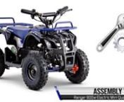 These are the assembly instructions for the Funbikes Ranger Kids Electric Mini Quad – 800w Electric Version V2.nnKids will have the time of their lives riding this tough little monster.nnThe Ranger features LED headlights, big wheel and tyres with a farm-style UTV style body, including front and rear racks for the full farm quad look.nnDon’t be deceived by the images, it looks larger than life and is a great replica, but is a true mini quad – Height is 68cm, Width 62cm and the Length 102cm