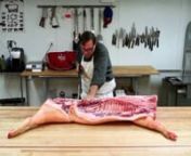 Expert butcher Tom Mylan takes apart a pig side, right down to the belly (used to make slab bacon). nnVideo excerpt from