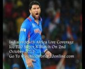 Live Coverage : http://www.watchiccworldt20online.com Watch India vs South Africa T20 Worldcup Match Online Live Icc WorldcT20 2012 23th Match India vs South Africa Group 2 Timing : 14:00 GMT (7:30: SLST) On Tuesday October 2nd 2012 Venue : R. Premadasa Stadium, Colombo So do not miss this exciting match hope you’ll get more fun and enjoyments by watching this exciting match between Two Bigs TeamsIndia vs South Africa Live Streaming Click Here : http://www.watchiccworldt20online.com/