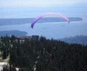A graceful and spectacular tandem paraglide flight off Grouse Mountain ski area in Vancouver, B.C.nnI shot this footage on the 320 x 240 movie mode of my Nikon Coolpix 5400, which is why it looks rather