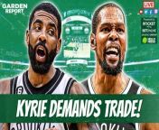 CLNS Media&#39;s Bobby Manning and John Zannis react to Kyrie Irving officially requesting a trade from the Nets. The Athletic&#39;s Shams Charania reported that Brooklyn has been informed that Kyrie prefers to move on ahead of the NBA trade deadline or will leave in free agency in July.&#60;br/&#62;&#60;br/&#62;You can also listen and Subscribe to the Garden Report Postgame Show on iTunes, Spotify &amp; Stitcher as we go LIVE after every Celtics game. Watch the show LIVE after every game by subscribing to our YouTube Channel!&#60;br/&#62;&#60;br/&#62;Visit https://athleticgreens.com/GARDEN for a FREE 1 year supply of of immune-supporting Vitamin D &amp; 5 FREE travel packs with your first purchase!&#60;br/&#62;&#60;br/&#62;The CLNS Media Network is Powered by BetOnline.ag, Use Promo Code: CLNS50 for a 50% Welcome Bonus On Your First Deposit!&#60;br/&#62;&#60;br/&#62;Go to https://HelloFresh.com/GARDEN21 and use code GARDEN21 for 21 free meals plus free shipping!&#60;br/&#62;&#60;br/&#62;Get rid of useless subscriptions with Rocket Money now. Go to https://rocketmoney.com/garden. Seriously, it could save you HUNDREDS per year. Cancel your unnecessary subscriptions right now!