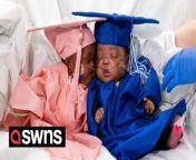 An adorable &#39;graduation&#39; was held for a pair of twins born at just 22 weeks who beat the odds - and were allowed to go home.&#60;br/&#62;&#60;br/&#62;Babies Kimyah and DJ were given as little as a 10% chance of survival when they entered the world last October.&#60;br/&#62;&#60;br/&#62;The siblings - the smallest nurses have ever seen - could fit in mum Kimberly Thomas&#39; hands.&#60;br/&#62;&#60;br/&#62;But, miraculously, the battled through - and were allowed home after around four months in intensive care, on February 27, 2023.&#60;br/&#62;&#60;br/&#62;Staff at the Cleveland Clinic in Ohio held a &#39;graduation&#39; for the family to celebrate the special moment.&#60;br/&#62;&#60;br/&#62;Kimyah and DJ, now 11 months, were given gowns and mortarboards to mark the occasion.&#60;br/&#62;&#60;br/&#62;Mum Kimberly said: “I was super excited when I found out they were able to come home.&#92;