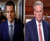 The US House of Representatives voted to oust its Speaker, Rep Kevin McCarthy (R-CA) on Tuesday, 3 October.&#60;br/&#62;&#60;br/&#62;After a motion to vacate was filed by Rep Matt Gaetz (R-FL), eight Republicans voted with the Democrats to oust Mr McCarthy, who had struck a deal with Democrats on a 45-day funding resolution to avert a government shutdown.&#60;br/&#62;&#60;br/&#62;The Republicans who voted to remove Mr McCarthy included Andy Biggs, Ken Buck, Tim Burchett, Eli Crane, Bob Good, Nancy Mace, Matt Rosendale, and Mr Gaetz.