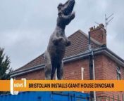 A man from Bristol has installed a 10-foot dinosaur sculpture in his front garden to “give people something to smile about&#92;