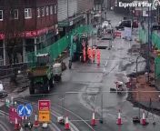 Dudley roadworks at the junction of Flood Street and King Street, due to ongoing metro line works.