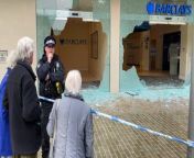 Barclays bank vandalised in Peterborough city centre from bank chor movie