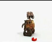 Watch as Pixarâ€™s new lovable robot, WALL-E, gets â€œtangled upâ€ with a magnet for the first time. Animation powerhouse