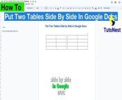 How to Put Two Tables Side by Side in Google Docs - Full Guide.&#60;br/&#62;&#60;br/&#62;Hey there, document enthusiasts!Ready to level up your Google Docs game? In this full guide, we&#39;re diving into the nitty-gritty of placing two tables side by side in Google Docs.&#60;br/&#62;&#60;br/&#62;How to Put Two Tables Side by Side in Google Docs: A Full Guide&#60;br/&#62;Are you tired of your tables feeling cramped and confined? Fear not! &#60;br/&#62;Follow these steps to give your tables some breathing room:&#60;br/&#62;&#60;br/&#62;1. Create a Containing Table:&#60;br/&#62; - Start by inserting a new table with 2 cells and one row.&#60;br/&#62;&#60;br/&#62;2. Add New Tables:&#60;br/&#62; - Place a new table in the left cell of the containing table and another new table in the right cell.&#60;br/&#62;&#60;br/&#62;3. Adjust the Outline:&#60;br/&#62;- Set the outline of the containing table to zero width to make it invisible.&#60;br/&#62;&#60;br/&#62;Voilà! You&#39;ve successfully placed two tables side by side in Google Docs, creating a sleek and organized layout for your document.&#60;br/&#62;&#60;br/&#62;Now, let&#39;s dive into those keywords to make sure you&#39;re finding us when you need us:&#60;br/&#62;&#60;br/&#62;- Place two tables side by side&#60;br/&#62;- Tables side by side&#60;br/&#62;- Placing Tables Side By Side in Google Docs&#60;br/&#62;- How to put two tables side by side in Google Docs&#60;br/&#62;- Google Docs tutorial&#60;br/&#62;And many more!&#60;br/&#62;&#60;br/&#62;If you found this guide helpful, don&#39;t forget to smash that like button, subscribe to our channel for more Google Docs tips and tricks, and hit the bell icon to stay updated on our latest uploads.&#60;br/&#62;&#60;br/&#62;Thanks for tuning in, and happy document formatting! &#60;br/&#62; #GoogleDocs #TablesSideBySide #TutsNestTutorial