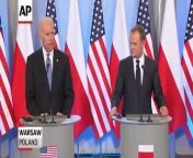 Vice President Joe Biden says the world condemns Russia&#39;s assault on Ukraine sovereignty during an overseas visit to Poland.