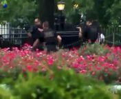 Metanews: A homeless man was arrested after hopping the White House fence Tuesday night in an incident captured by CNN&#39;s John King USA program, which was filming from the North Lawn. The man was quickly taken into custody by Secret Service agents who approached him with guns drawn. Security officers locked the area down after finding a backpack that had been thrown over the fence nearby.&#60;br/&#62;&#60;br/&#62;The 41-year-old intruder was charged with unlawful entry and contempt of court for breaking a judicial order requiring him to stay away from the White House. It&#39;s not uncommon for the White House fence to be breached, notes the Washington Post: A 6-year-old girl made it onto the White House lawn over the weekend by slipping through the fence instead of going over it. Secret Service agents returned her to her parents.