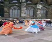 Beautiful women dancing in front of the cathedral in Cologne from desi beautiful show