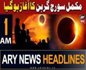#headlines #pmshehbazsharif #saudiarabia #solareclipse #senateelections #PTI #Eid2024 &#60;br/&#62;&#60;br/&#62;۔Total solar eclipse 2024: WATCH LIVE HERE&#60;br/&#62;&#60;br/&#62;۔COAS Asim Munir hosts Iftar dinner for Pakistan cricket team&#60;br/&#62;&#60;br/&#62;Follow the ARY News channel on WhatsApp: https://bit.ly/46e5HzY&#60;br/&#62;&#60;br/&#62;Subscribe to our channel and press the bell icon for latest news updates: http://bit.ly/3e0SwKP&#60;br/&#62;&#60;br/&#62;ARY News is a leading Pakistani news channel that promises to bring you factual and timely international stories and stories about Pakistan, sports, entertainment, and business, amid others.&#60;br/&#62;&#60;br/&#62;Official Facebook: https://www.fb.com/arynewsasia&#60;br/&#62;&#60;br/&#62;Official Twitter: https://www.twitter.com/arynewsofficial&#60;br/&#62;&#60;br/&#62;Official Instagram: https://instagram.com/arynewstv&#60;br/&#62;&#60;br/&#62;Website: https://arynews.tv&#60;br/&#62;&#60;br/&#62;Watch ARY NEWS LIVE: http://live.arynews.tv&#60;br/&#62;&#60;br/&#62;Listen Live: http://live.arynews.tv/audio&#60;br/&#62;&#60;br/&#62;Listen Top of the hour Headlines, Bulletins &amp; Programs: https://soundcloud.com/arynewsofficial&#60;br/&#62;#ARYNews&#60;br/&#62;&#60;br/&#62;ARY News Official YouTube Channel.&#60;br/&#62;For more videos, subscribe to our channel and for suggestions please use the comment section.