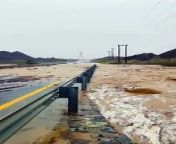 Flooded wadi in Ras Al Khaimah from ras took boni