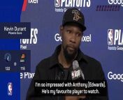 Kevin Durant admitted he was impressed with Anthony Edwards, who shot 40 for the Timberwolves against the Suns