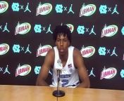 Caleb Love speaks to the media following UNC&#39;s 79-60 victory over College of Charleston on November 25, 2020