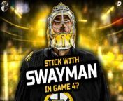 Conor Ryan discusses the goalie rotation and the idea of sticking with Swayman for Game 4 against Toronto, and more factors that might impact the rest of the series.&#60;br/&#62;&#60;br/&#62;Get in on the excitement with PrizePicks, America’s No. 1 Fantasy Sports App, where you can turn your hoops knowledge into serious cash. Download the app today and use code CLNS for a first deposit match up to &#36;100! Pick more. Pick less. It’s that Easy! Football season may be over, but the action on the floor is heating up. Whether it’s Tournament Season or the fight for playoff homecourt, there’s no shortage of high stakes basketball moments this time of year. Quick withdrawals, easy gameplay and an enormous selection of players and stat types are what make PrizePicks the #1 daily fantasy sports app!