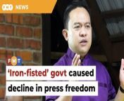 The Tasek Gelugor MP says the government has not kept its promises.&#60;br/&#62;&#60;br/&#62;Read More: https://www.freemalaysiatoday.com/category/nation/2024/05/04/slump-in-press-freedom-ranking-due-to-iron-fisted-policies-claims-wan-saiful/&#60;br/&#62;&#60;br/&#62;Laporan Lanjut: https://www.freemalaysiatoday.com/category/bahasa/tempatan/2024/05/04/ranking-kebebasan-media-jatuh-kerana-dasar-kuku-besi-dakwa-wan-saiful/&#60;br/&#62;&#60;br/&#62;Free Malaysia Today is an independent, bi-lingual news portal with a focus on Malaysian current affairs.&#60;br/&#62;&#60;br/&#62;Subscribe to our channel - http://bit.ly/2Qo08ry&#60;br/&#62;------------------------------------------------------------------------------------------------------------------------------------------------------&#60;br/&#62;Check us out at https://www.freemalaysiatoday.com&#60;br/&#62;Follow FMT on Facebook: https://bit.ly/49JJoo5&#60;br/&#62;Follow FMT on Dailymotion: https://bit.ly/2WGITHM&#60;br/&#62;Follow FMT on X: https://bit.ly/48zARSW &#60;br/&#62;Follow FMT on Instagram: https://bit.ly/48Cq76h&#60;br/&#62;Follow FMT on TikTok : https://bit.ly/3uKuQFp&#60;br/&#62;Follow FMT Berita on TikTok: https://bit.ly/48vpnQG &#60;br/&#62;Follow FMT Telegram - https://bit.ly/42VyzMX&#60;br/&#62;Follow FMT LinkedIn - https://bit.ly/42YytEb&#60;br/&#62;Follow FMT Lifestyle on Instagram: https://bit.ly/42WrsUj&#60;br/&#62;Follow FMT on WhatsApp: https://bit.ly/49GMbxW &#60;br/&#62;------------------------------------------------------------------------------------------------------------------------------------------------------&#60;br/&#62;Download FMT News App:&#60;br/&#62;Google Play – http://bit.ly/2YSuV46&#60;br/&#62;App Store – https://apple.co/2HNH7gZ&#60;br/&#62;Huawei AppGallery - https://bit.ly/2D2OpNP&#60;br/&#62;&#60;br/&#62;#FMTNews #WanSaifulWanJan #PressFreedom #UnityGovernment #PH