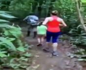 Family walks through jungle and gets a surprise from jungle 2 movie