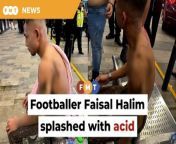 Police confirm Harimau Malaya winger Faisal Halim was reportedly attacked by three men while at a mall in Kota Damansara, Petaling Jaya.&#60;br/&#62;&#60;br/&#62;&#60;br/&#62;Read More: https://www.freemalaysiatoday.com/category/nation/2024/05/05/footballer-faisal-halim-spashed-with-acid-at-mall/ &#60;br/&#62;&#60;br/&#62;Laporan Lanjut: https://www.freemalaysiatoday.com/category/bahasa/tempatan/2024/05/05/pemain-selangor-disimbah-asid/&#60;br/&#62;&#60;br/&#62;Free Malaysia Today is an independent, bi-lingual news portal with a focus on Malaysian current affairs.&#60;br/&#62;&#60;br/&#62;Subscribe to our channel - http://bit.ly/2Qo08ry&#60;br/&#62;------------------------------------------------------------------------------------------------------------------------------------------------------&#60;br/&#62;Check us out at https://www.freemalaysiatoday.com&#60;br/&#62;Follow FMT on Facebook: https://bit.ly/49JJoo5&#60;br/&#62;Follow FMT on Dailymotion: https://bit.ly/2WGITHM&#60;br/&#62;Follow FMT on X: https://bit.ly/48zARSW &#60;br/&#62;Follow FMT on Instagram: https://bit.ly/48Cq76h&#60;br/&#62;Follow FMT on TikTok : https://bit.ly/3uKuQFp&#60;br/&#62;Follow FMT Berita on TikTok: https://bit.ly/48vpnQG &#60;br/&#62;Follow FMT Telegram - https://bit.ly/42VyzMX&#60;br/&#62;Follow FMT LinkedIn - https://bit.ly/42YytEb&#60;br/&#62;Follow FMT Lifestyle on Instagram: https://bit.ly/42WrsUj&#60;br/&#62;Follow FMT on WhatsApp: https://bit.ly/49GMbxW &#60;br/&#62;------------------------------------------------------------------------------------------------------------------------------------------------------&#60;br/&#62;Download FMT News App:&#60;br/&#62;Google Play – http://bit.ly/2YSuV46&#60;br/&#62;App Store – https://apple.co/2HNH7gZ&#60;br/&#62;Huawei AppGallery - https://bit.ly/2D2OpNP&#60;br/&#62;&#60;br/&#62;#FMTNews #Footballer #FaisalHalim