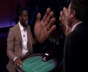 Kevin Hart challenges Jimmy to a rematch of a high-stakes game of blackjack where the loser of each round gets smacked in the face with a giant rubber hand, and this time Kevin has a custom hand.