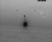 Handout footage from the Ministry of Defence dated March 9 2024 showing the Royal Navy frigate HMS Richmond firing Sea Ceptor missiles to shoot down two Houthi drones heading towards the ship.