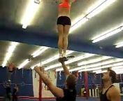Awesome video of some incredible cheerleading stunts performed by these 2 cheerleaders.