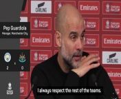 Man City boss Pep Guardiola reacts to reaching six consecutive FA Cup semi-finals after beating Newcastle