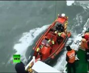 South Korea&#39;s Coast Guard rescued all 15 crew members of a ferry that capsized during rough weather conditions off the country&#39;s southwestern coast. The ship had been tossed about by strong winds and waves before taking in sea water during the incident on Sunday. When the Coast Guard cutter arrived on the scene, the 495-ton ferry had capsized and seven of its passengers were already in the water, with the rest standing on top of the upturned vessel.