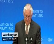 During a speech to the Coalition to Defeat ISIS, Secretary of State Rex Tillerson praised the direction of the fight against ISIS and pledged the United States will lead in the war against the terror group.