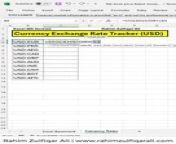 Currency Exchange Rate Tracker (USD) Excel 365 and Google Sheets