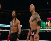 Roman Reigns & The Rock Vs Cody Rhodes & Seth Rollins - WWE WrestleMania April 6, 2024 Highlights from seth in