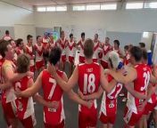 South Warrnambool sing the song after a win against North Warrnambool Eagles in Hampden league round one.