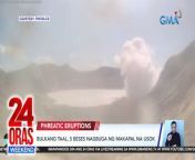 Limang phreatic eruption na ang naitala sa bulkang taal sa loob ng 24 oras.&#60;br/&#62;&#60;br/&#62;&#60;br/&#62;24 Oras Weekend is GMA Network’s flagship newscast, anchored by Ivan Mayrina and Pia Arcangel. It airs on GMA-7, Saturdays and Sundays at 5:30 PM (PHL Time). For more videos from 24 Oras Weekend, visit http://www.gmanews.tv/24orasweekend.&#60;br/&#62;&#60;br/&#62;#GMAIntegratedNews #KapusoStream&#60;br/&#62;&#60;br/&#62;Breaking news and stories from the Philippines and abroad:&#60;br/&#62;GMA Integrated News Portal: http://www.gmanews.tv&#60;br/&#62;Facebook: http://www.facebook.com/gmanews&#60;br/&#62;TikTok: https://www.tiktok.com/@gmanews&#60;br/&#62;Twitter: http://www.twitter.com/gmanews&#60;br/&#62;Instagram: http://www.instagram.com/gmanews&#60;br/&#62;&#60;br/&#62;GMA Network Kapuso programs on GMA Pinoy TV: https://gmapinoytv.com/subscribe