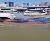 Sharjah Residents in flooded areas notice oil slick for over 2 kilometers in accumulated water from sandals salt water