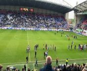 Wigan Athletic players do a lap of honour at the DW Stadium to show their appreciation to the supporters.