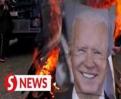 Protesters set pictures of G7 leaders on fire and chanted &#92;