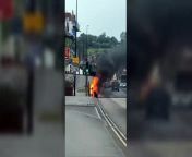 Dramatic video reveals the moment a bike went up in flames.