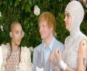 Cara Delevingne, Ed Sheeran, and FKA Twigs stop to talk with hosts Gwendoline Christie and Ashley Graham with designer Stella McCartney on the red carpet of Met Gala 2024 in New York.