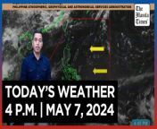 Today&#39;s Weather, 4 P.M. &#124; May 7, 2024&#60;br/&#62;&#60;br/&#62;Video Courtesy of DOST-PAGASA&#60;br/&#62;&#60;br/&#62;Subscribe to The Manila Times Channel - https://tmt.ph/YTSubscribe &#60;br/&#62;&#60;br/&#62;Visit our website at https://www.manilatimes.net &#60;br/&#62;&#60;br/&#62;Follow us: &#60;br/&#62;Facebook - https://tmt.ph/facebook &#60;br/&#62;Instagram - https://tmt.ph/instagram &#60;br/&#62;Twitter - https://tmt.ph/twitter &#60;br/&#62;DailyMotion - https://tmt.ph/dailymotion &#60;br/&#62;&#60;br/&#62;Subscribe to our Digital Edition - https://tmt.ph/digital &#60;br/&#62;&#60;br/&#62;Check out our Podcasts: &#60;br/&#62;Spotify - https://tmt.ph/spotify &#60;br/&#62;Apple Podcasts - https://tmt.ph/applepodcasts &#60;br/&#62;Amazon Music - https://tmt.ph/amazonmusic &#60;br/&#62;Deezer: https://tmt.ph/deezer &#60;br/&#62;Tune In: https://tmt.ph/tunein&#60;br/&#62;&#60;br/&#62;#TheManilaTimes&#60;br/&#62;#WeatherUpdateToday &#60;br/&#62;#WeatherForecast