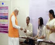 Indian Prime Minister Narendra Modi casts his ballot in the city of Ahmedabad, during a third round of voting in the country&#39;s ongoing election, which is taking place in seven phases over six weeks. Modi&#39;s ruling Bharatiya Janata Party (BJP) is widely expected to win a third term in the marathon vote.
